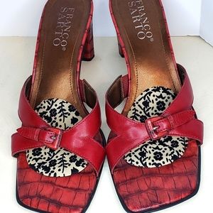 Franco Sarto Red Leather Sandals 9M size